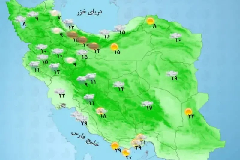 وضعیت آب و هوا امروز دوشنبه ۲۶ مرداد