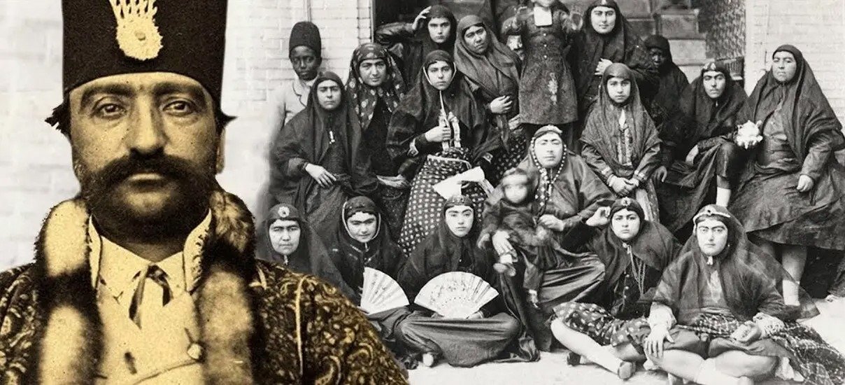 سفر در زمان؛ عکس یادگاری زنان حرمسرای ناصرالدین شاه کنار حوض کاخ سلطنت آباد