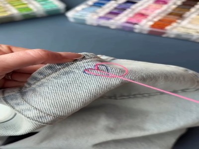 تکنیک دوخت قلب روی شلوار لی